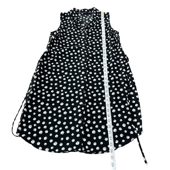 Apt. 9 Black & White Button Down Sleeveless Belted Dress Polka Dots Size 8 - Picture 8 of 9